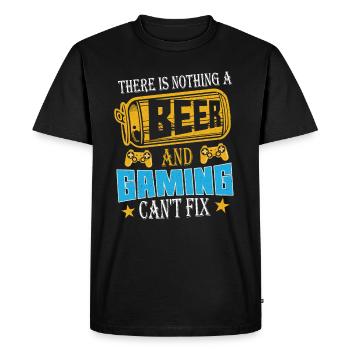Gaming Beer Gamer Gambler - Men's Premium Organic T-Shirt - black - Front - Nico (187cm)