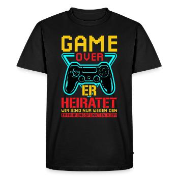 JGA Wedding Game Over Wedding Gamer Gift - T-shirt Premium bio Homme - noir - Devant - Nico (187cm)