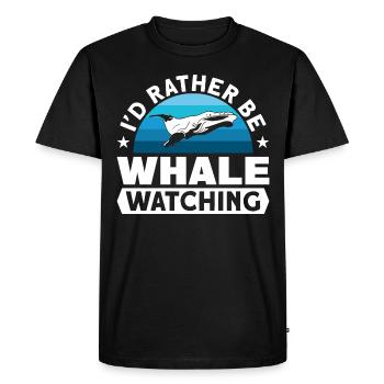 Observation des baleines Observation des baleines Orques Bleu Baleine - T-shirt Premium bio Homme - noir - Devant - Nico (187cm)