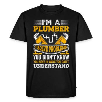 Plombier, Ingénieur chauffagiste, Installateur - T-shirt Premium bio Homme - noir - Devant - Nico (187cm)