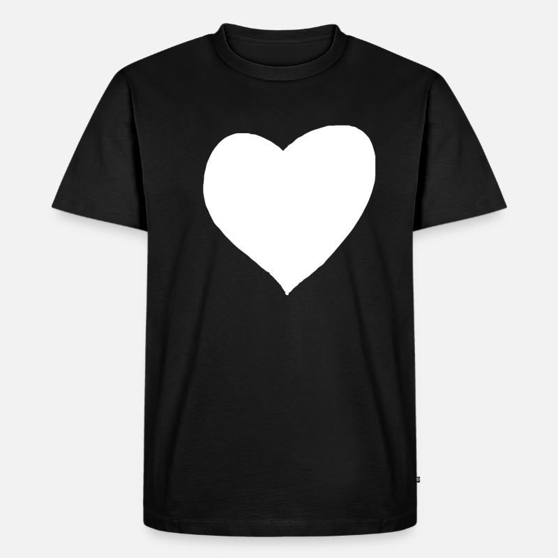 Weißes Herz Geschenkidee - Männer Premium Bio T-Shirt - Schwarz