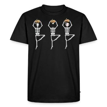 Drôle de squelettes dansants Ballerine d’Halloween - T-shirt Premium bio Homme - noir - Devant - Nico (187cm)