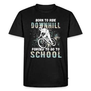 Vers la descente Né à l’école VTT forcé - T-shirt Premium bio Homme - noir - Devant - Nico (187cm)