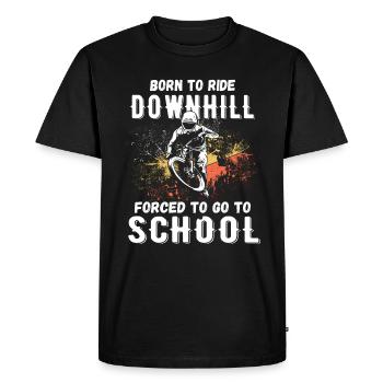 Vers la descente Né à l’école VTT forcé - T-shirt Premium bio Homme - noir - Devant - Nico (187cm)