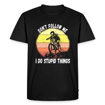 Ne me suivez pas, je fais des choses stupides en VTT - T-shirt Premium bio Homme - noir - Devant - Nico (187cm)