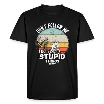 Ne me suivez pas, je fais des choses stupides en VTT - T-shirt Premium bio Homme - noir - Devant - Nico (187cm)