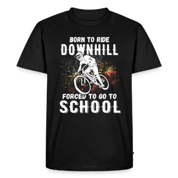 Vers la descente Né à l’école VTT forcé - T-shirt Premium bio Homme - noir - Devant - Nico (187cm)
