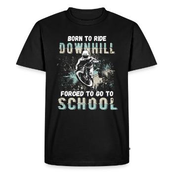 Vers la descente Né à l’école VTT forcé - T-shirt Premium bio Homme - noir - Devant - Nico (187cm)