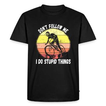 Ne me suivez pas, je fais des choses stupides en VTT - T-shirt Premium bio Homme - noir - Devant - Nico (187cm)