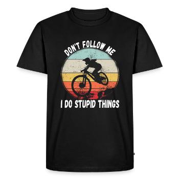 Ne me suivez pas, je fais des choses stupides en VTT - T-shirt Premium bio Homme - noir - Devant - Nico (187cm)