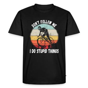 Ne me suivez pas, je fais des choses stupides en VTT - T-shirt Premium bio Homme - noir - Devant - Nico (187cm)
