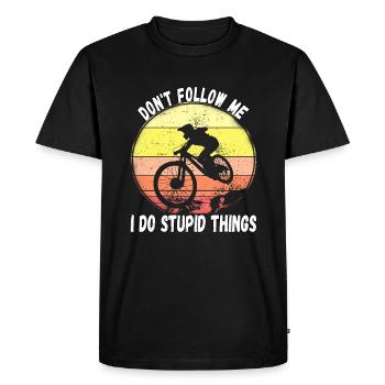 Ne me suivez pas, je fais des choses stupides en VTT - T-shirt Premium bio Homme - noir - Devant - Nico (187cm)