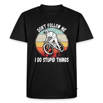 Ne me suivez pas, je fais des choses stupides en VTT - T-shirt Premium bio Homme - noir - Devant - Nico (187cm)