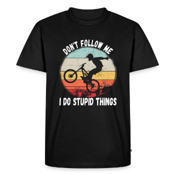 Ne me suivez pas, je fais des choses stupides en VTT - T-shirt Premium bio Homme - noir - Devant - Nico (187cm)