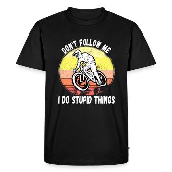 Ne me suivez pas, je fais des choses stupides en VTT - T-shirt Premium bio Homme - noir - Devant - Nico (187cm)