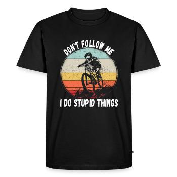 Ne me suivez pas, je fais des choses stupides en VTT - T-shirt Premium bio Homme - noir - Devant - Nico (187cm)