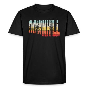 Downhill MTB Nature Mountains Retro Wave Vintage - Men's Premium Organic T-Shirt - black - Front - Nico (187cm)
