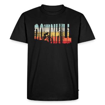 Descente VTT Nature Montagnes Retro Wave Vintage - T-shirt Premium bio Homme - noir - Devant - Nico (187cm)