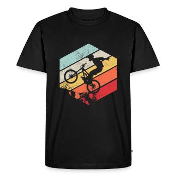 Downhill MTB Nature Mountains Retro Wave Vintage - Men's Premium Organic T-Shirt - black - Front - Nico (187cm)