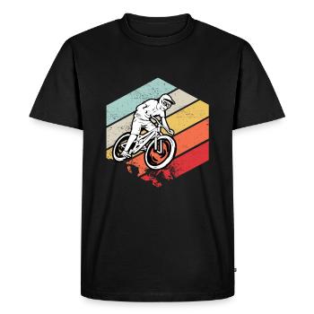 Downhill MTB Nature Mountains Retro Wave Vintage - Men's Premium Organic T-Shirt - black - Front - Nico (187cm)