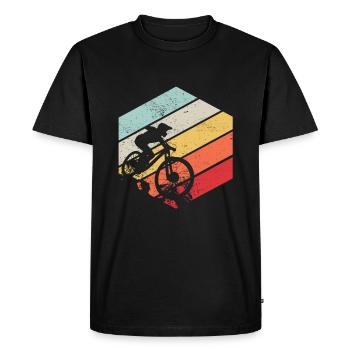 Downhill MTB Nature Mountains Retro Wave Vintage - Men's Premium Organic T-Shirt - black - Front - Nico (187cm)