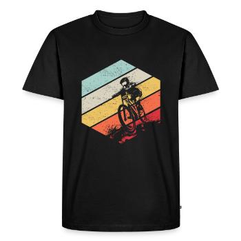 Downhill MTB Nature Mountains Retro Wave Vintage - Men's Premium Organic T-Shirt - black - Front - Nico (187cm)