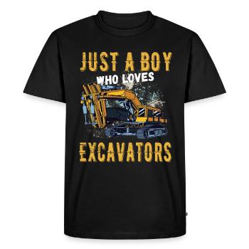 Only a boy who loves excavators - Men's Premium Organic T-Shirt - black - Front - Nico (187cm)