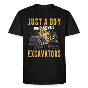 Only a boy who loves excavators - Men's Premium Organic T-Shirt - black - Front - Nico (187cm)