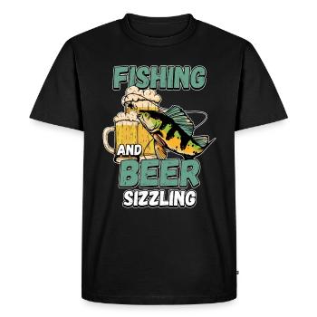 Fishing and beers hiss fishing Angler saying - Men's Premium Organic T-Shirt - black - Front - Nico (187cm)