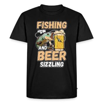 Fishing and beers hiss fishing Angler saying - Men's Premium Organic T-Shirt - black - Front - Nico (187cm)