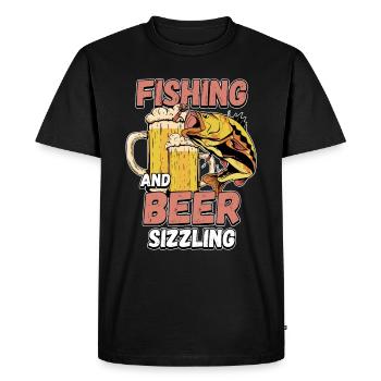 Fishing and beers hiss fishing Angler saying - Men's Premium Organic T-Shirt - black - Front - Nico (187cm)