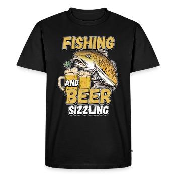 Fishing and beers hiss fishing Angler saying - Men's Premium Organic T-Shirt - black - Front - Nico (187cm)