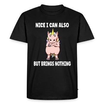 Sympa puis-je aussi apporter mais rien de drôle de licorne - T-shirt Premium bio Homme - noir - Devant - Nico (187cm)
