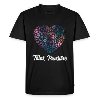 Think Positive ( Pawsitiv ) Dog Heart - Dictons pour chiens - T-shirt Premium bio Homme - noir - Devant - Nico (187cm)
