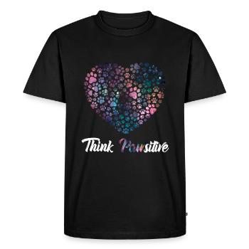 Think Positive ( Pawsitiv ) Dog Heart - Dictons pour chiens - T-shirt Premium bio Homme - noir - Devant - Nico (187cm)