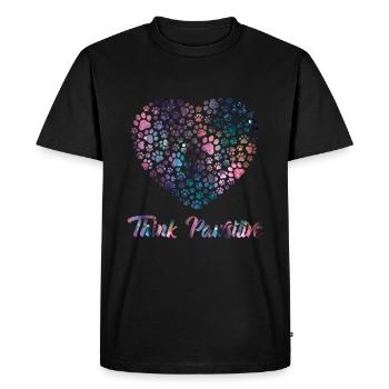 Think Positive ( Pawsitiv ) Dog Heart - Dictons pour chiens - T-shirt Premium bio Homme - noir - Devant - Nico (187cm)
