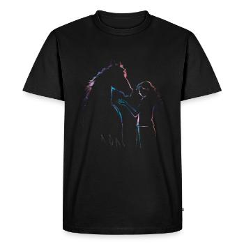 Chevaux Fille Cher Cavalier Amoureux des Chevaux - T-shirt Premium bio Homme - noir - Devant - Nico (187cm)