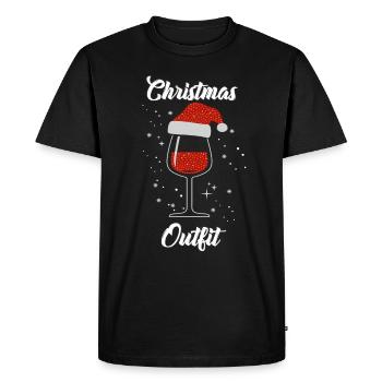 Wine Lovers Noël Chapeau de Noël Tenue Noël - T-shirt Premium bio Homme - noir - Devant - Nico (187cm)