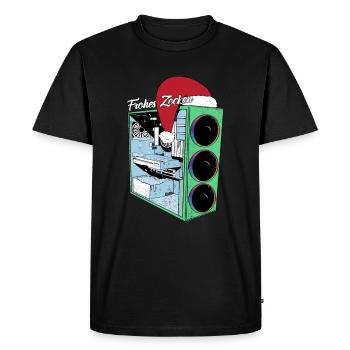 PC de jeu avec Beanie Funny Gambler Outfit Noël - T-shirt Premium bio Homme - noir - Devant - Nico (187cm)