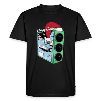 PC de jeu avec Beanie Funny Gambler Outfit Noël - T-shirt Premium bio Homme - noir - Devant - Nico (187cm)
