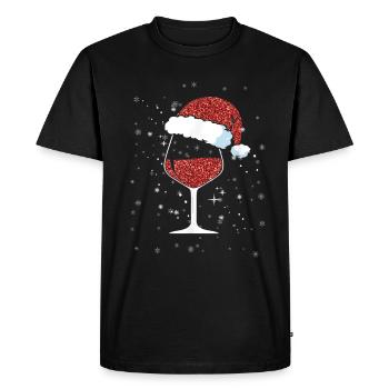 Wine Lovers Noël Chapeau de Noël Tenue Noël - T-shirt Premium bio Homme - noir - Devant - Nico (187cm)
