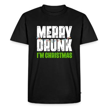 Funny Merry Drunk I'm Christmas Ugly Christmas - Men's Premium Organic T-Shirt - black - Front - Nico (187cm)