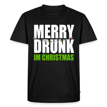 Funny Merry Drunk I'm Christmas Ugly Christmas - Men's Premium Organic T-Shirt - black - Front - Nico (187cm)
