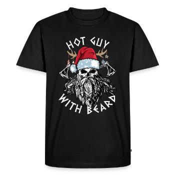 typebeard Christmas bearded Viking - Men's Premium Organic T-Shirt - black - Front - Nico (187cm)