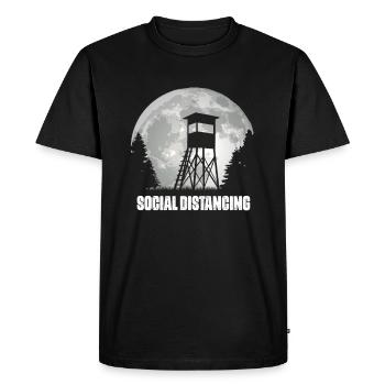 Stand de chasseur à distance sociale hobby hunter nature - T-shirt Premium bio Homme - noir - Devant - Nico (187cm)