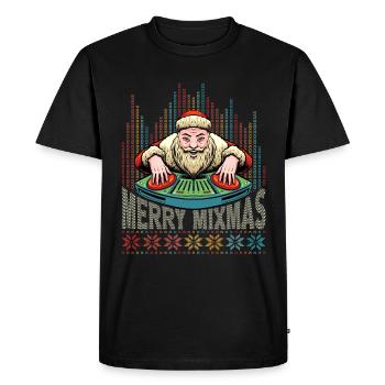 Merry Mixmas DJ Christmas vinyl Party Santa UGLY - Men's Premium Organic T-Shirt - black - Front - Nico (187cm)