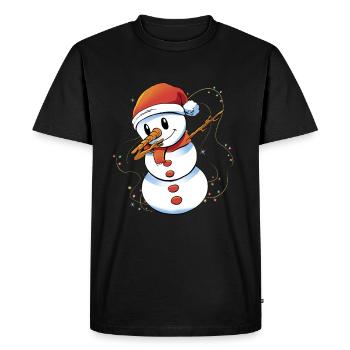 Dabbing Schneeman with cap Santa Elf Christmas - Men's Premium Organic T-Shirt - black - Front - Nico (187cm)