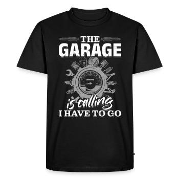 Le garage appelle mécanicien automobile amateur de voitures classiques tuning - T-shirt Premium bio Homme - noir - Devant - Nico (187cm)