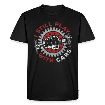 Je joue toujours avec des voitures - PS lovers - T-shirt Premium bio Homme - noir - Devant - Nico (187cm)