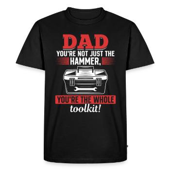Papa tu n’es pas seulement génial - Idée de fête des pères - T-shirt Premium bio Homme - noir - Devant - Nico (187cm)